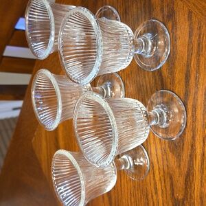 Indiana Glass Pedestal Ribbed Votive Candle Holders ~ Set of 5